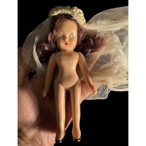 1940 Nancy Ann Bisque Mini doll bride with moving eyes VTG Collector 5.5” Scary - Picture 6 of 14